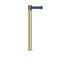 Montour Line Stanchion Belt Barrier Fixed Base Pol.Brass Post 7.5ftDark Blue Belt MX630F-PB-DBL-75